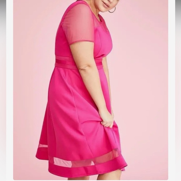 Lane Bryant Hot Pink Dress with Mesh Arms NWT BALLETCORE FEMININE COQUETTE - Picture 5 of 5